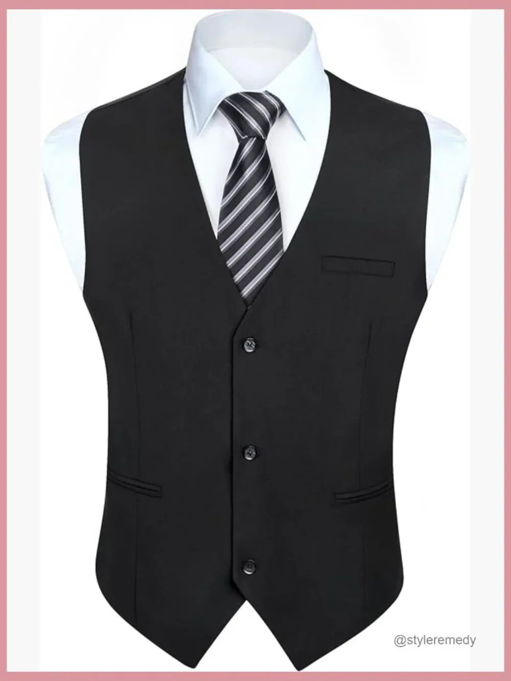 Polyester Rayon Men's Dress Vest V-Neck Adjustable Waistcoat Formal
